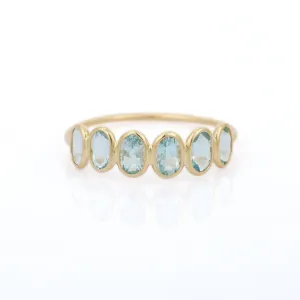 18K Bezel Set Aquamarine Half Eternity Band