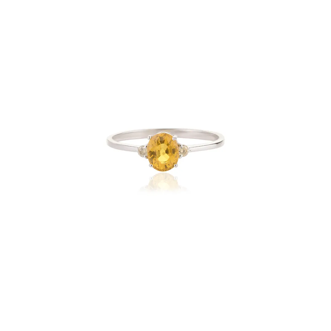 18K White Gold Yellow Sapphire Ring