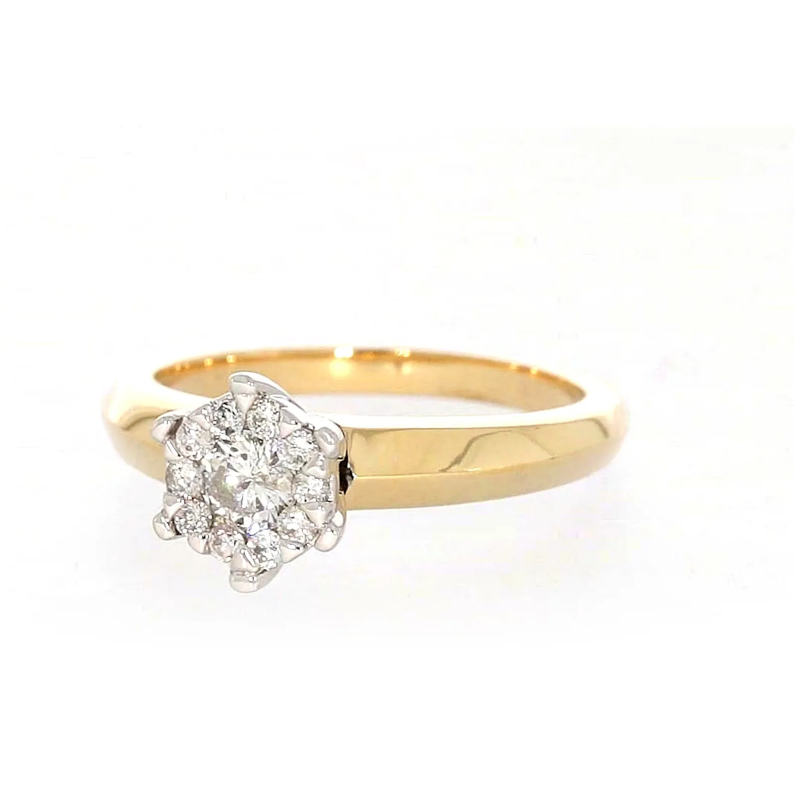 9ct Two Tone Gold Round Brilliant Cut with 0.50 Carat tw of Diamonds Ring