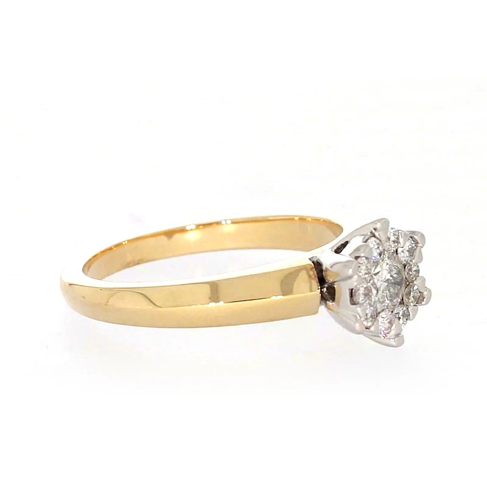 9ct Two Tone Gold Round Brilliant Cut with 0.50 Carat tw of Diamonds Ring