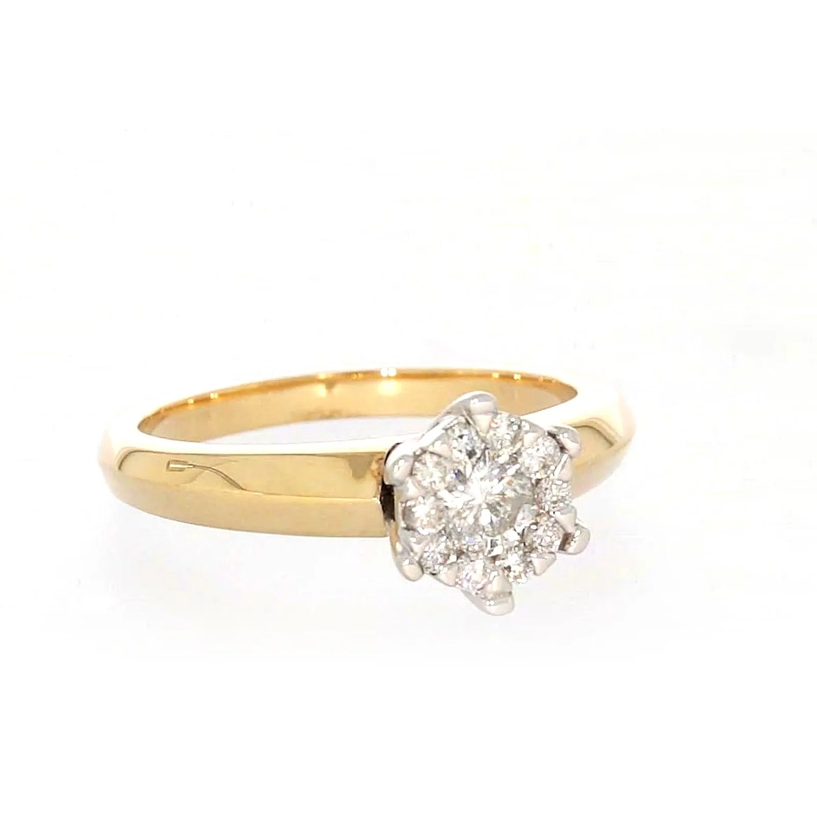 9ct Two Tone Gold Round Brilliant Cut with 0.50 Carat tw of Diamonds Ring