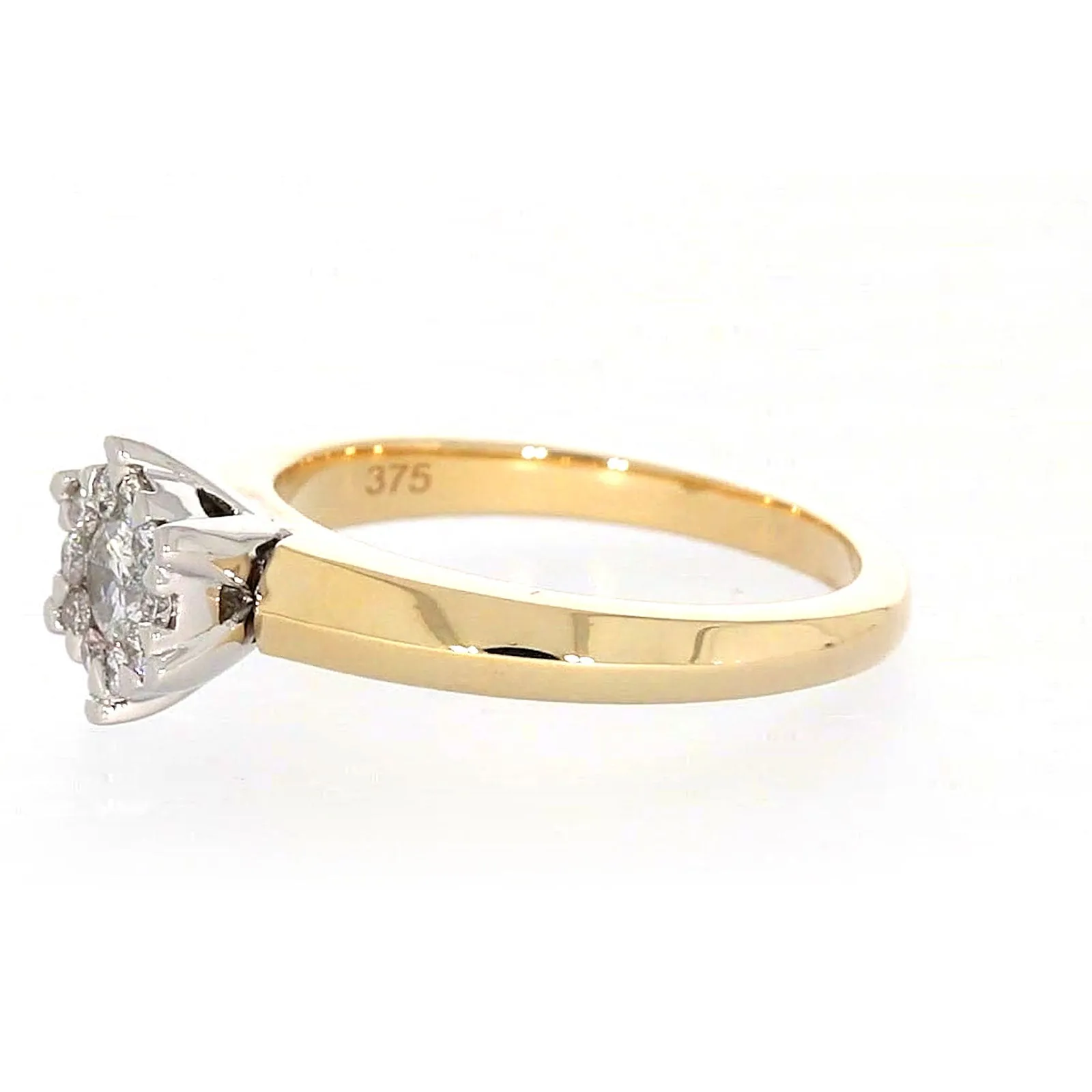 9ct Two Tone Gold Round Brilliant Cut with 0.50 Carat tw of Diamonds Ring