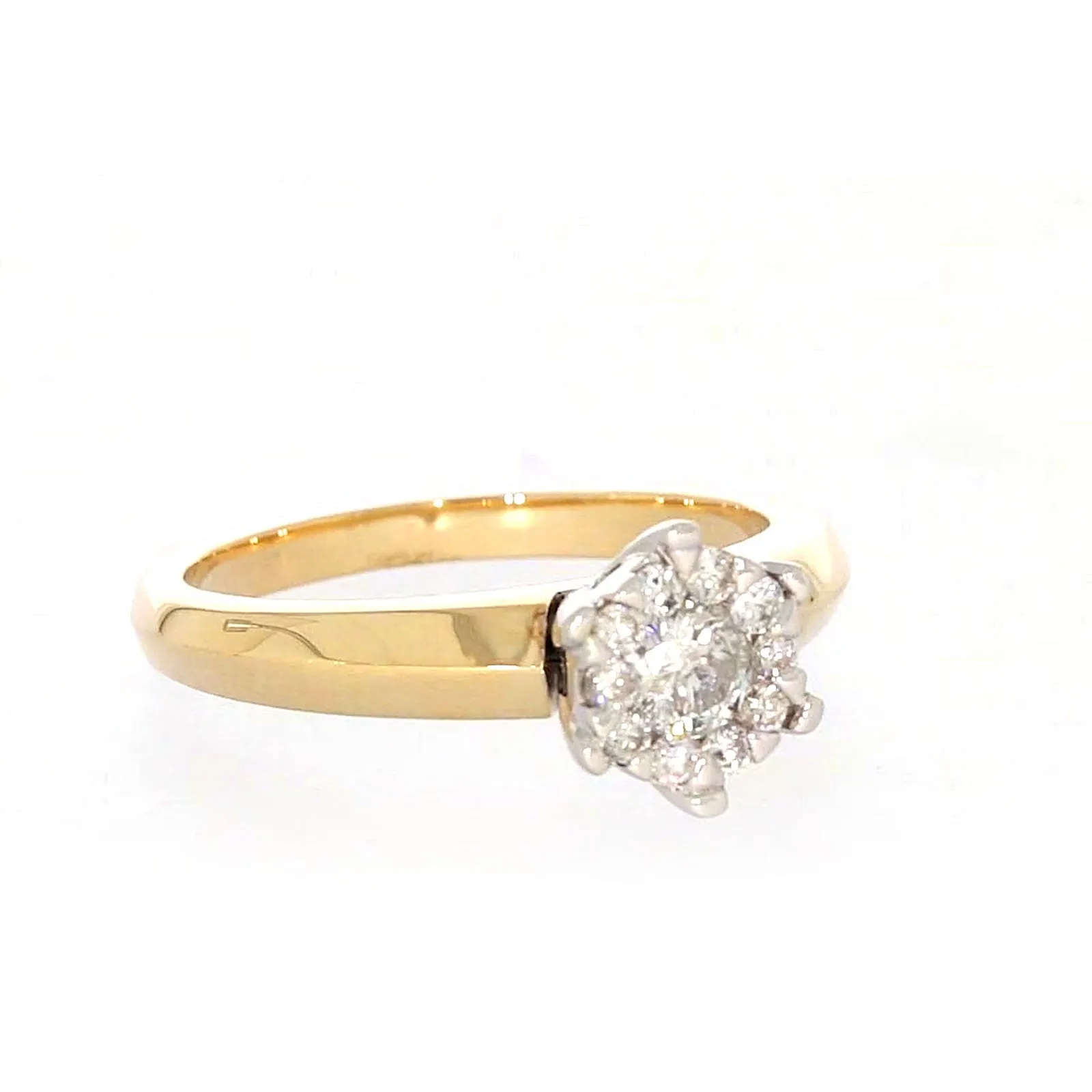 9ct Two Tone Gold Round Brilliant Cut with 0.50 Carat tw of Diamonds Ring