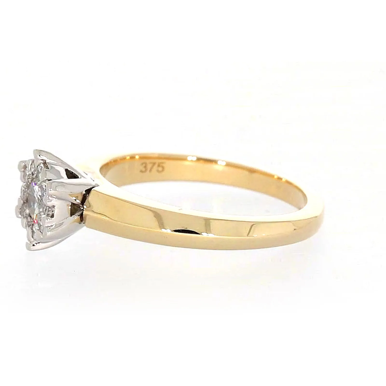 9ct Two Tone Gold Round Brilliant Cut with 0.50 Carat tw of Diamonds Ring