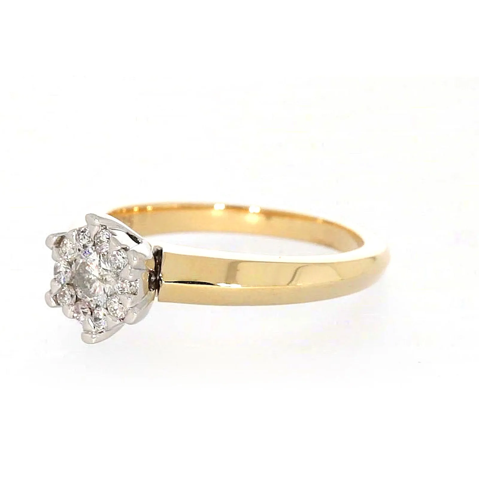 9ct Two Tone Gold Round Brilliant Cut with 0.50 Carat tw of Diamonds Ring