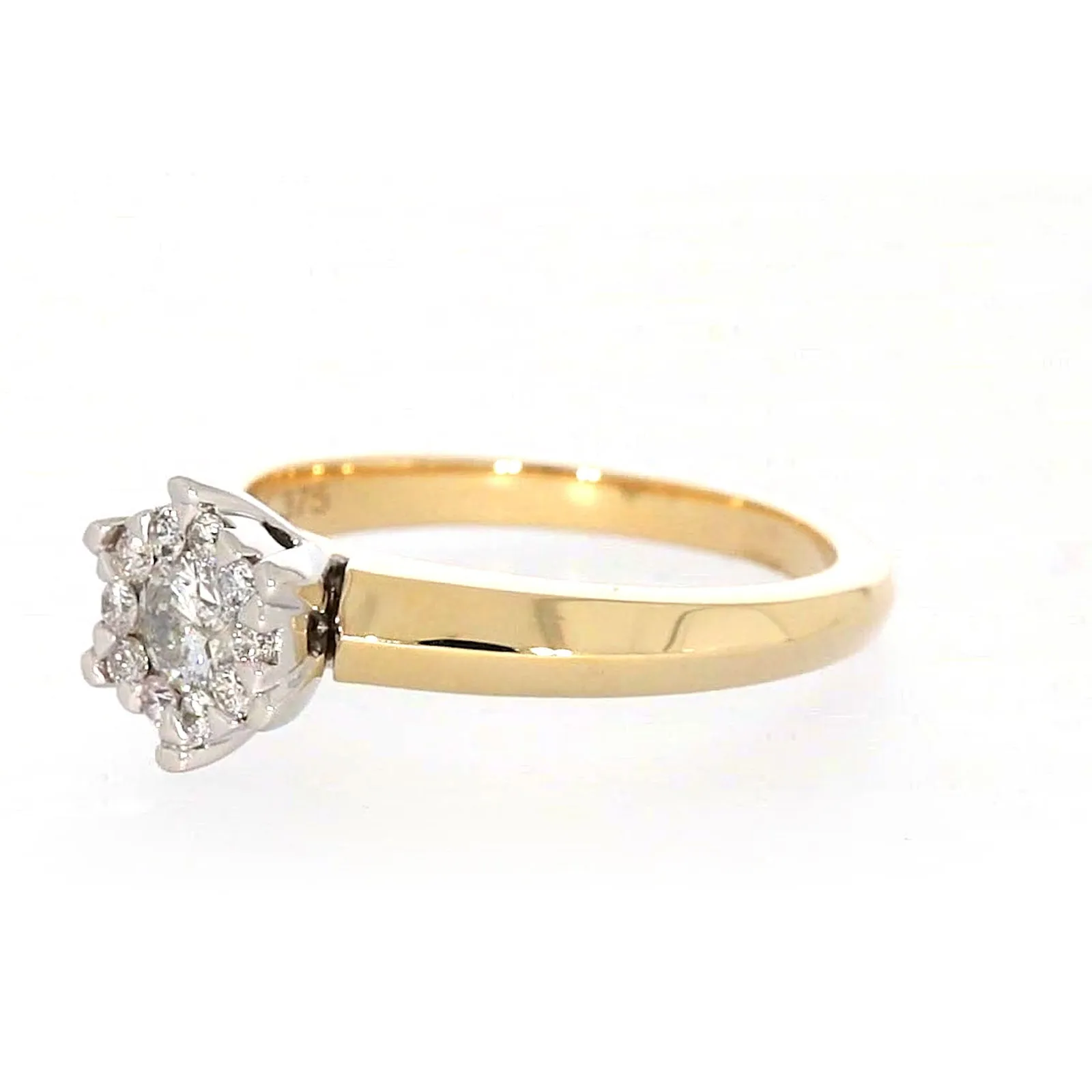 9ct Two Tone Gold Round Brilliant Cut with 0.50 Carat tw of Diamonds Ring