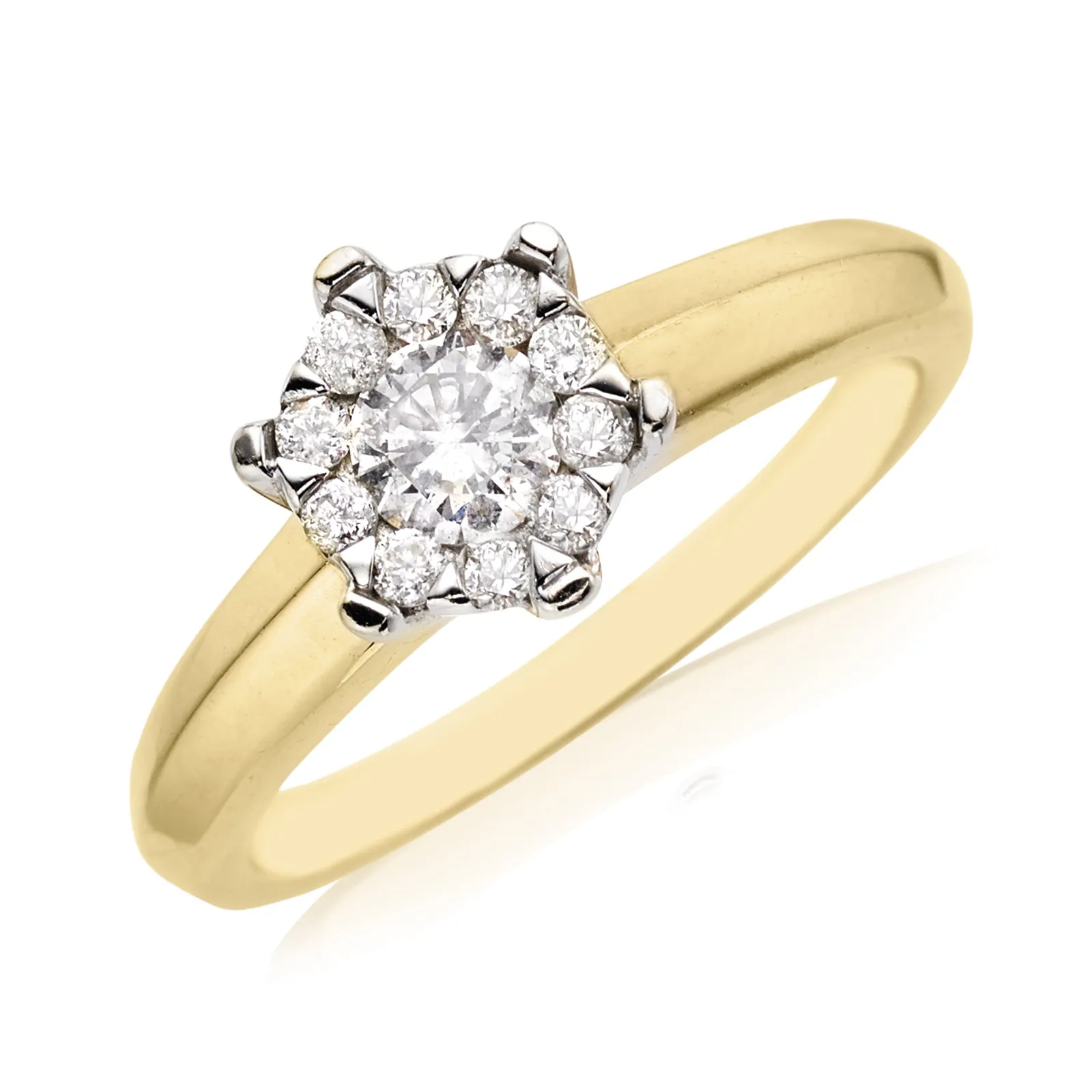 9ct Two Tone Gold Round Brilliant Cut with 0.50 Carat tw of Diamonds Ring