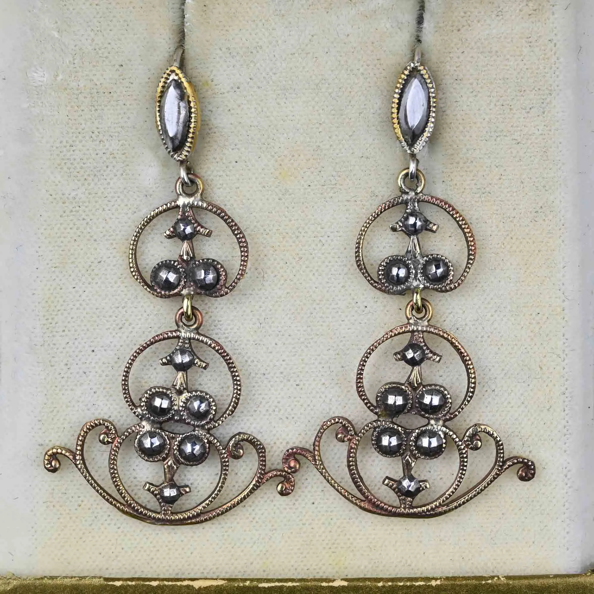 Antique Victorian Cut Steel Chandelier Earrings