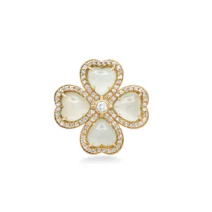 Aquamarine & Diamond Clover Statement Ring