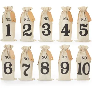 Blind Wine Tasting Kit with Numbers 1-10 and Tags (6.25 x 14 In, 10 Pack)