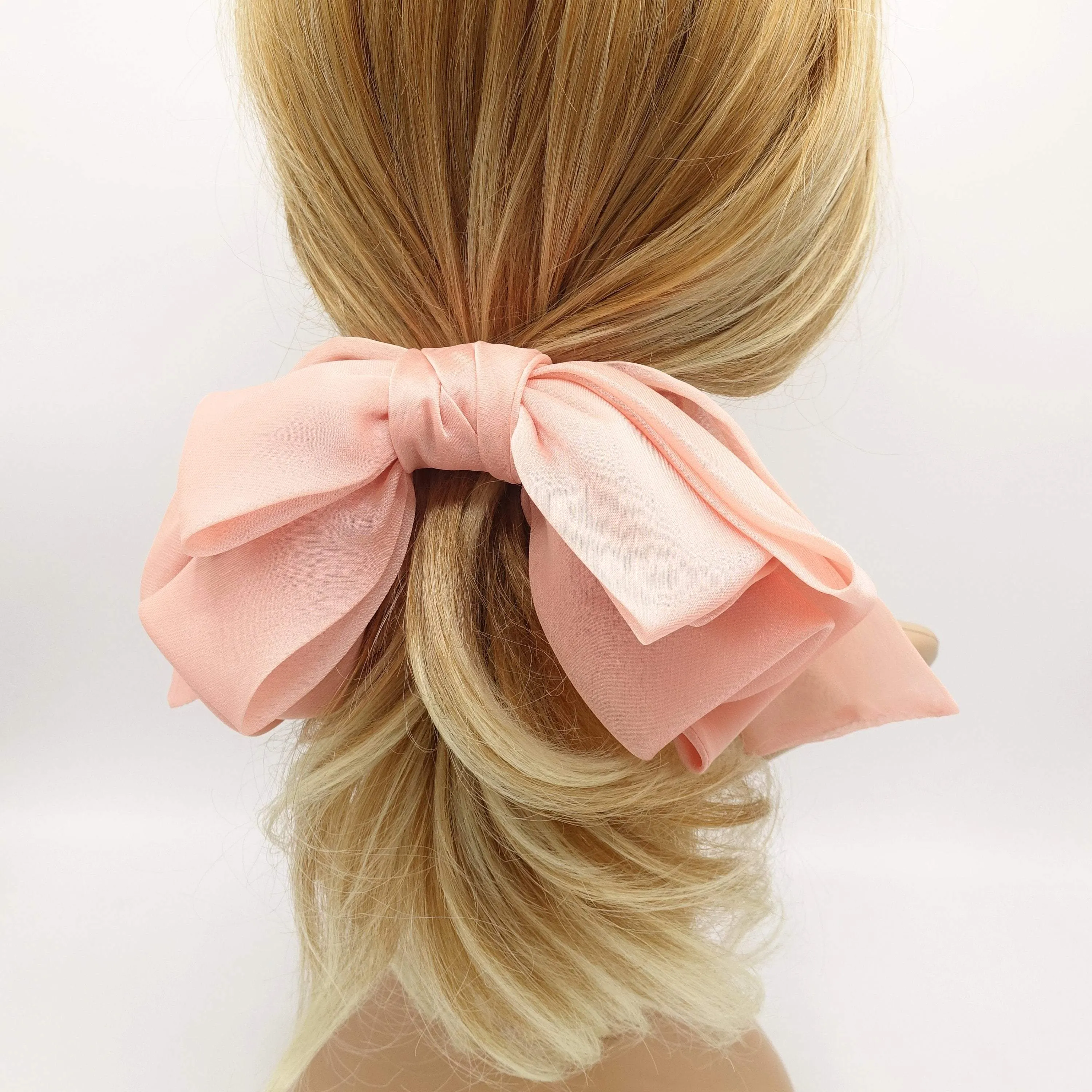 chiffon multi folded and stacked hair bow