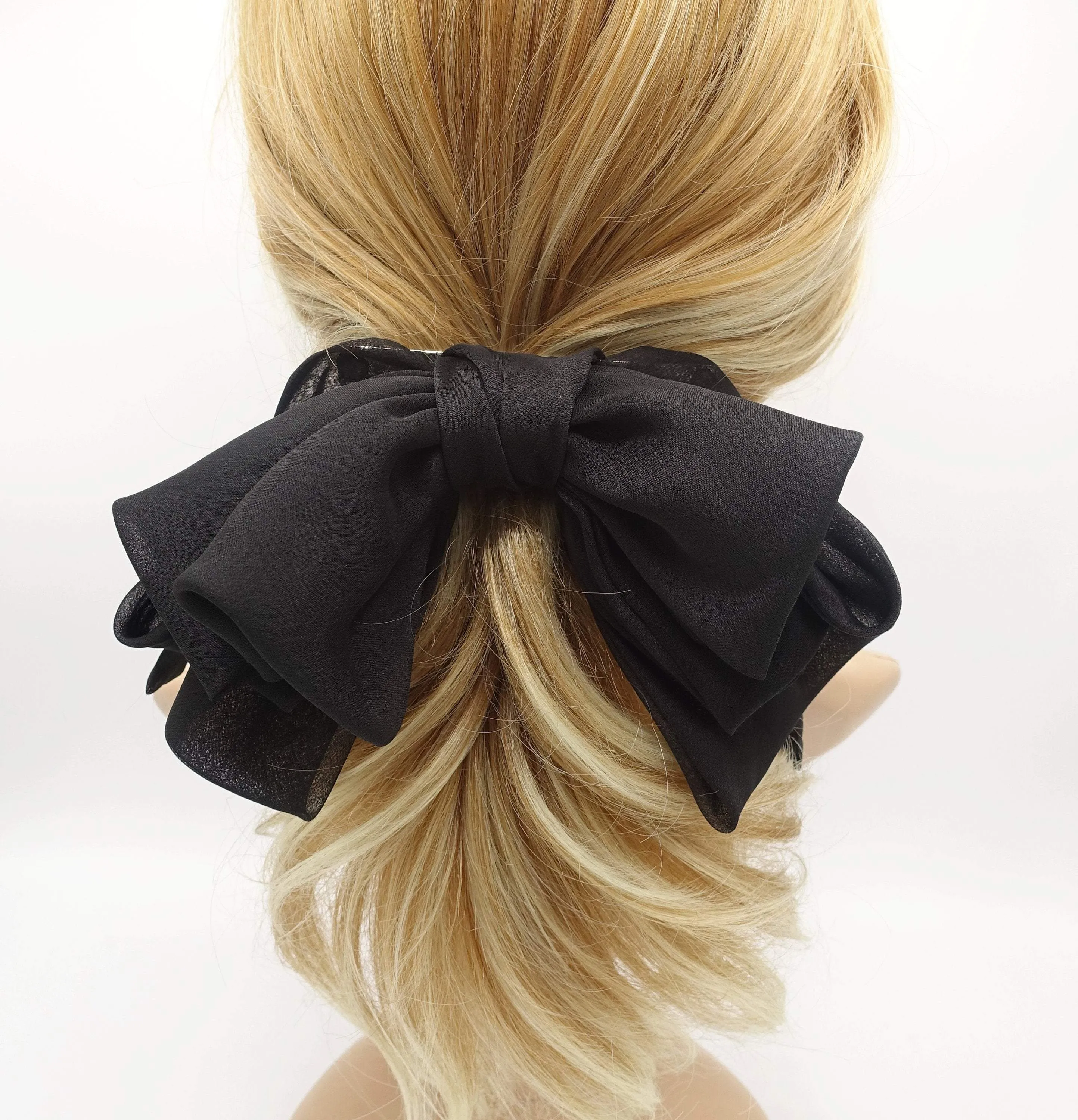 chiffon multi folded and stacked hair bow