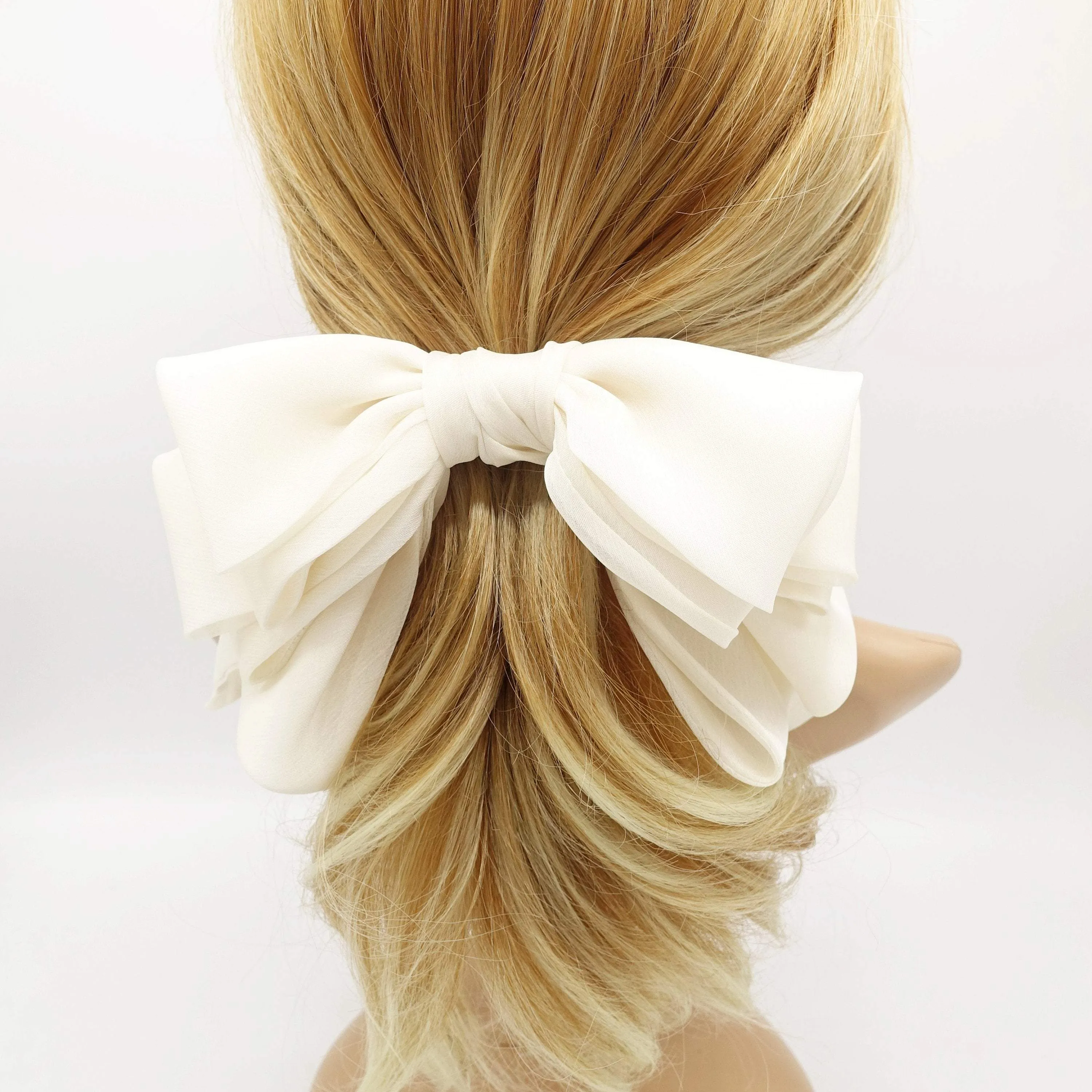 chiffon multi folded and stacked hair bow