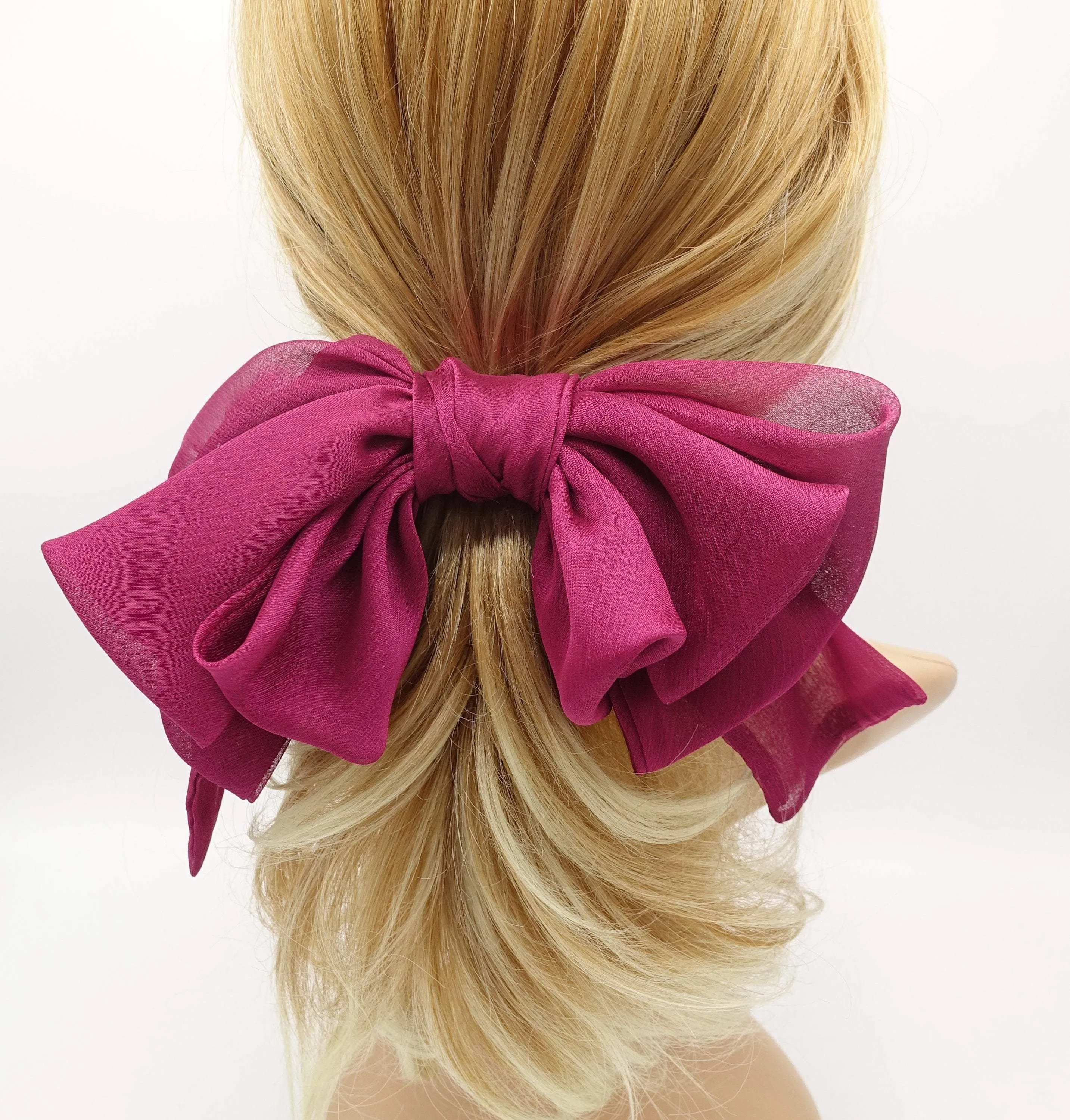 chiffon multi folded and stacked hair bow