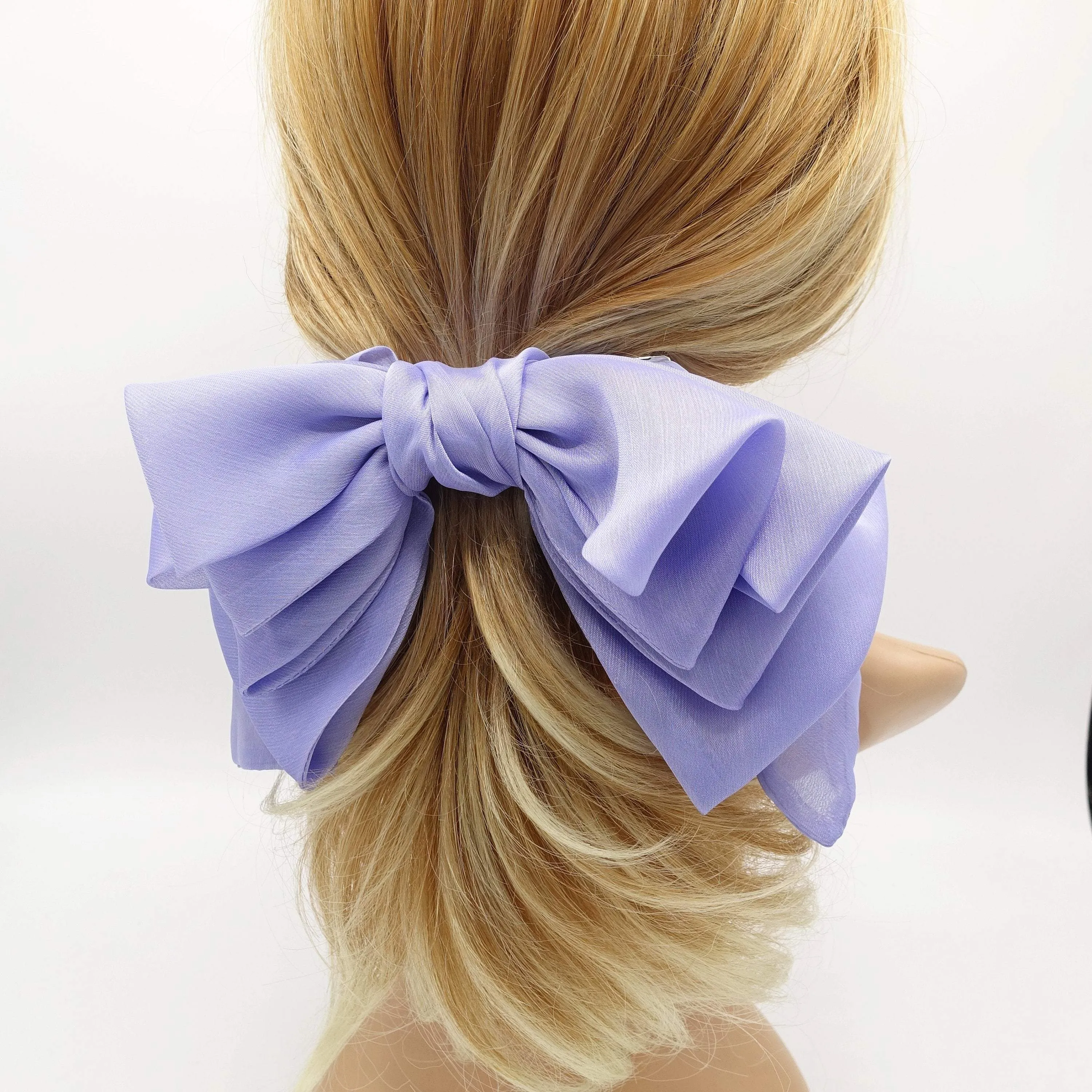 chiffon multi folded and stacked hair bow