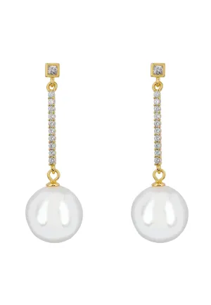 Copenhagen Pearl Drop Earrings Gold