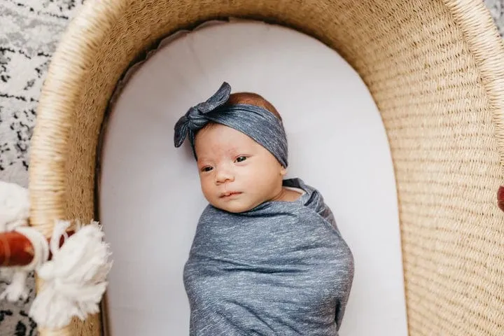 Denim Knit Headband Bow