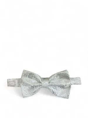 Formal White and Silver Bow Tie Set