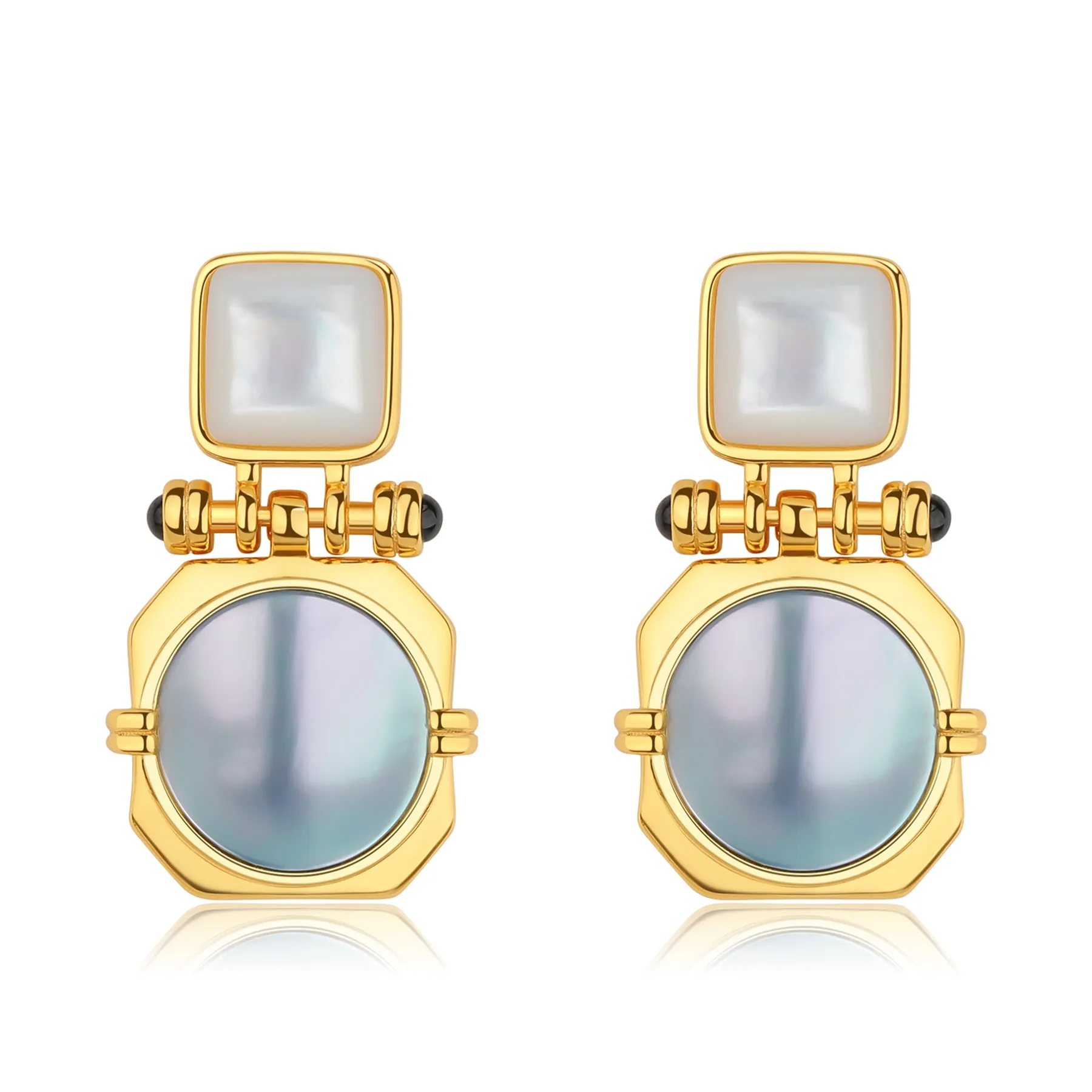 Freshwater Mabe Pearl & White Shell Earrings