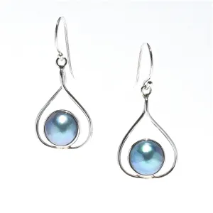 Full Moon Blue Mabe Pearl Earrings