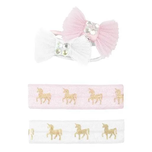 Great Pretenders Unicorn Hair Ties & Bows 4pk - Assorted