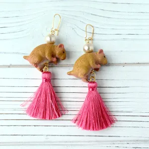 Harriet the Hamster Tassel Earrings