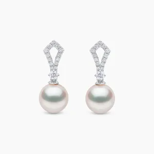 Jazz 18K Gold Akoya Pearl and Round Diamond Earrings