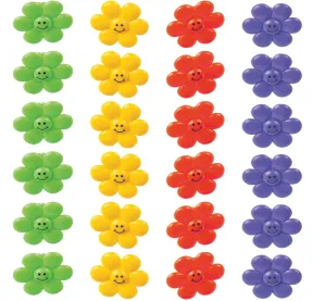 Kicko Smile Face Flower Rings - Pack of 24-1.25 Inches Assorted Colors - for Kids, Party