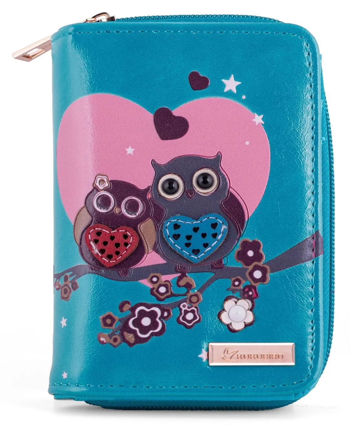 Kukubird Medium Purse 2 owl's love - Blue