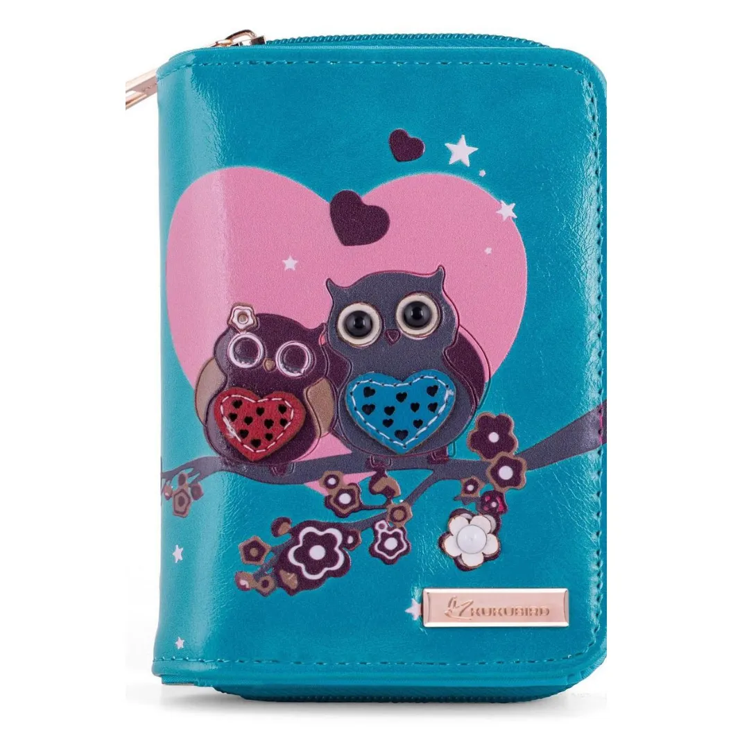 Kukubird Medium Purse 2 owl's love - Blue