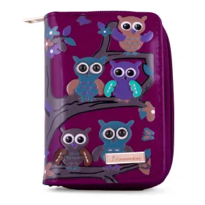 Kukubird Medium Purse Owl's in Tree - Purple