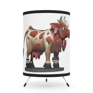 Light Brown Cow Tripod Lamp with High-Res Printed Shade, US/CA plug