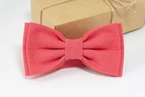 Mens coral bow tie | coral bow tie and pocket square