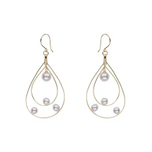 Petite Floating Pearl Hoop Earrings