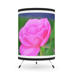 Pink Flower Tripod Lamp with High-Res Printed Shade, US/CA plug