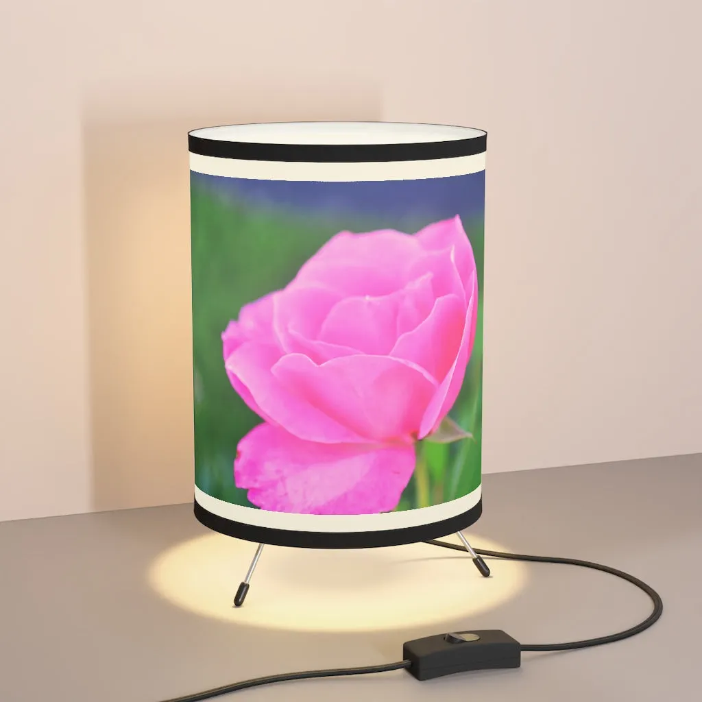 Pink Flower Tripod Lamp with High-Res Printed Shade, US/CA plug