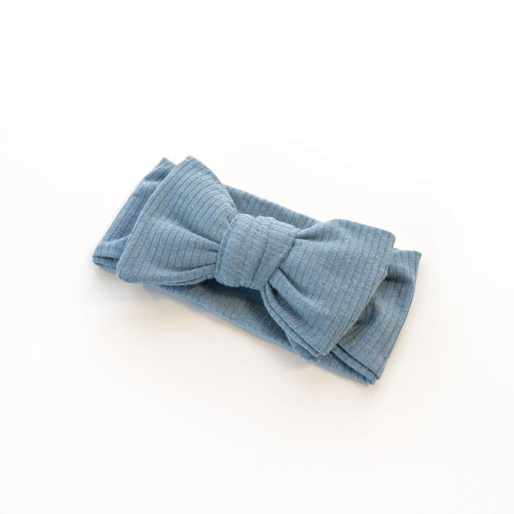 Ribbed Bow Headband | Ocean