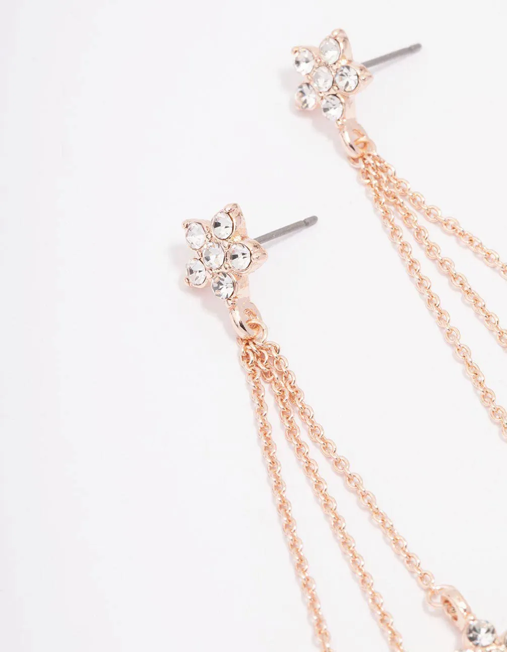 Rose Gold Celestial Triple Row Drop Earrings