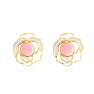 Rose Pink Queen Conch Pearl Earrings