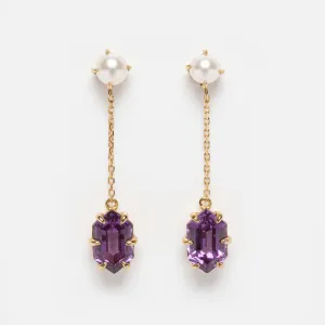 Solid Gold 2024 June Capsule Classic Alexandrite and Pearl Drop Earrings