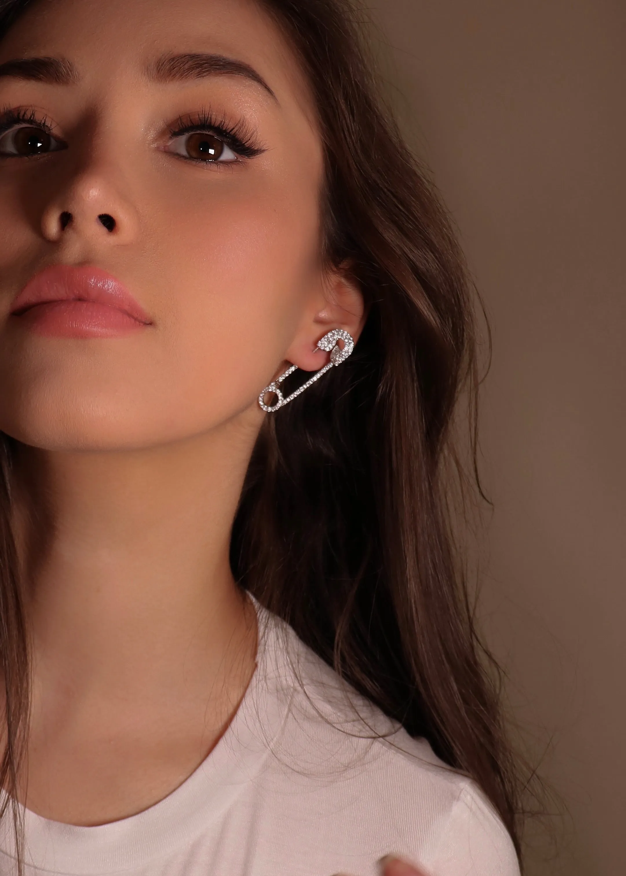 Sparkly Safety Pin Earrings