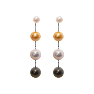 Tahitian Triple Hue Pearl Swing Earrings