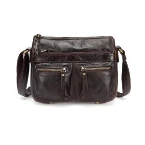 Zinnia Leather Crossbody -Dark Brown